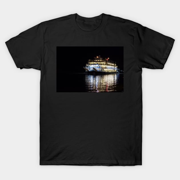 Savannah Riverboat at night T-Shirt by Ckauzmann